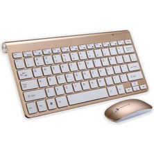 Hexsıum Premium Gold Klavye Mouse Seti - Sessiz Kablosuz Mini - Altın Serisi