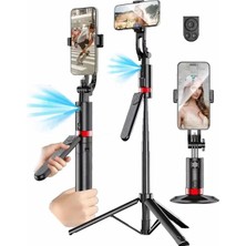 CoverZone 3in1 Selfie Tripodu, Akıllı Yüz Tanıma ve Jest Kontrolü Özellikli, 360° Dönebilir Gimbal, 180 cm Uzunluk, Uzaktan Kumanda, Mobil Telefon ile Uyumlu | JH18