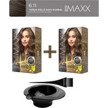 Maxx Deluxe 2'li Beauty Expert Set Boya 6.11 Yoğun Küllü Koyu Kumral, Boya Tası ve Fırça Hediye!