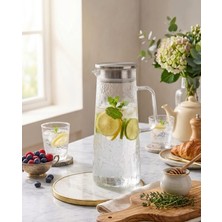 Veyla Style Isıya Dayanıklı Vakumlu Çelik Kapaklı Borosilikat Cam Sürahi 1,3 Lt