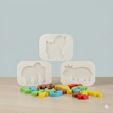 Mibe.co Eğitici Puzzle Hayvanlar Serisi Yap-Boz Inek/fil/köpek 17 Parça Güvenli Set