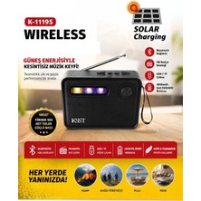 Güzelyüz Avm Işıklı Taşınabilir Kablosuz Hoparlör Bluetooth Fm Radyo Wireless Ses Bombası Solar Şarjlı gzlyz k-1119s