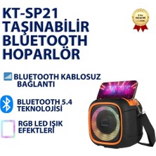 Hızlı Store KT-SP21 Taşınabilir Bluetooth Hoparlör | Süper Bass, Rgb Işık, Hi-Fi Stereo, Fm Radyo, USB & Tf Kart Destekli