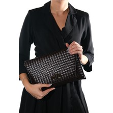 Luvi Maorı Kahverengi Örgü Kadın Clutch Çanta