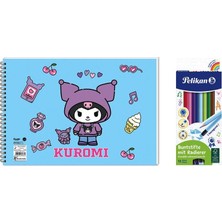 Keskin Color Kuromi 17*25 15 Yp. Spiralli Resim Defteri  - Pelikan 12LI Silgili Kuru Boya 2'li Set 4