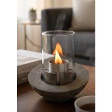 Bee Candle Home Vera Bacasız Beton Masaüstü Şömine - Bioethanol Dumansız Şömine Yakıtı Hediyeli -Koyu Gri Rengi