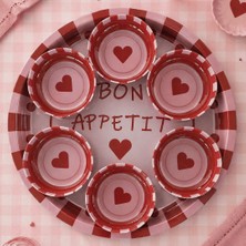 Sarkap Home Kırmızı Bon Appetit 34 cm Tepsi ve 10X3,2 cm 6'lı Çerezlik Seti