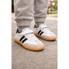 Bitacir Cırt Cırtlı Çocuk Spor Ayakkabı Beyaz Bej Günlük Rahat Taban Kaymaz Sneaker