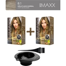 Maxx Deluxe 2'li Paket Beauty Expert Set Boya 8.1 Küllü Açık Kumral, Boya Tası ve Fırça Hediye!