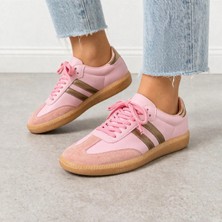 Bitacir Kadın Spor Ayakkabı Pembe Sneaker Bağcıklı Günlük Rahat Kaymaz Taban Şık Tasarım