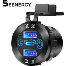 Deste Elektronik 8mm Marin Pano Tipi 8-32V 2* USB 3.0 / Type C Pd Giriş Şarj Modülü