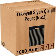 Barışkan Takviyeli Siyah Çizgili Poşet 26X38 cm (No:2) - 1000'LI