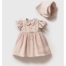 Butik Kız Bebek %100 Pamuklu Sapka Aksesuarlı Elbise