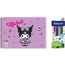 Keskin Color Kuromi 17*25 15 Yp. Spiralli Resim Defteri  - Pelikan 12LI Silgili Kuru Boya 2'li Set 3