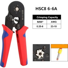 Deste Elektronik SE-3865-6 Yüksük Sıkma Pensesi.; - Hsc8 6-6A ve 0.25-6mm² 23-10AWG Elektrik Teli Yüksük Sıkma Pensesi