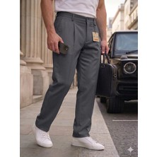 Ser Joven Erkek Füme Baggy Fit Rahat Kesim Pileli Kumaş Pantolon
