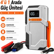 Smayling 4’ü 1 Arada Akü Takviye Cihazı 12000MAH Powerbank Kompresör 150 Psı Hava Pompası LED Fenerli Taşınabilir Marş Basma Cihazı