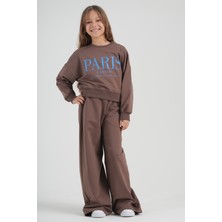 Haykids Kız Çocuk Gri Bol Paça Eşofman Takımı - Sweatshirt ve Rahat Kesim Alt