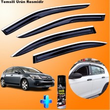 Caraks Citroen C4 Mügen Cam Rüzgarlığı Abs Nikelaj Krom Cam Rüzgarlığı 2005-2011 + Ebrayn Lastik Parlatıcı