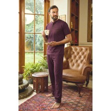 Aydoğan Erkek Kısa Kol Pamuklu Pijama Takımı 260425 BORDO02