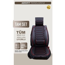 Ford Focus 3 Uyumlu Isofix Destekli Premium Venezia Serisi Deri Oto Koltuk Kılıfı Ön Arka 5’li Set Siyah Kırmızı Renk