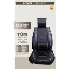 Skoda Super B Uyumlu Isofix Destekli Premium Venezia Serisi Deri Oto Koltuk Kılıfı Ön Arka 5’li Set Siyah Beyaz Renk
