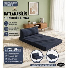 Colormix Katlanabilir Yer Koltuğu Yatak 120X80 cm Yıkanabilir Kılıf Tam Sünger Minder Tek Kişilik Katlanır Koltuk