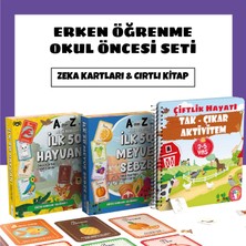 Bunbaza Çiftlik Tak Çıkar Cırtlı Aktivite Kitabı + Zeka Kartları Seti  (Hayvan & Meyve-Sebze Kartları, 2-5 Yaş)