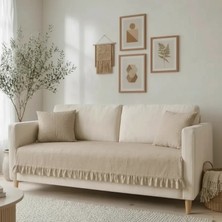 NDC Home Fırfırlı Keten Koltuk Örtüsü [kırlentli] -Bej