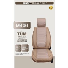 Bmw 2 Serisi 216D Uyumlu Isofix Destekli Premium Venezia Serisi Deri Oto Koltuk Kılıfı Ön Arka 5’li Set Bej Renk