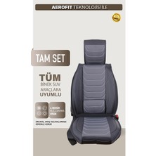 Opel Astra K Hb Uyumlu Isofix Destekli Premium Venezia Serisi Deri Oto Koltuk Kılıfı Ön Arka 5’li Set Füme Renk