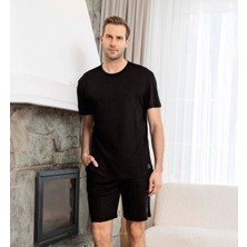 Aydoğan Lodos Store Erkek Kısa Kollu Şortlu Bambu Pamuk Karışımlı Pijama Takımı