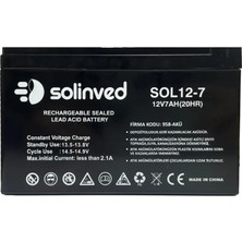Solinved 12V 7AH Lead Acid Battery - SOL12-7
