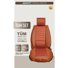 Volkswagen Passat B8 Uyumlu Isofix Destekli Premium Venezia Serisi Deri Oto Koltuk Kılıfı Ön Arka 5’li Set Tarçın Renk