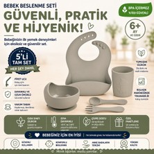 Jojobebek Silikon Beslenme Seti, Silikon Vakumlu Mama Kasesi, Silikon Önlük, Silikon Çatal, Kaşık ve Bardak
