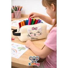 Kidhug [ Isim Yazdır ] Kedi Nakışlı Boya Kalemliği Yumuşacık Tasarım Büyük Boy Çocuk Peluş Kalemlik