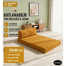 Colormix Katlanabilir Yer Koltuğu Yatak 120X80 cm Yıkanabilir Kılıf Tam Sünger Minder Tek Kişilik Katlanır Koltuk