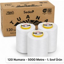 Tuana İplik Tuana Iplik Tuana 120 Numara 5000 Metre Polyester Dikiş Ipliği - 3'lü Beyaz