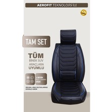 Volvo 240 Uyumlu Isofix Destekli Premium Venezia Serisi Deri Oto Koltuk Kılıfı Ön Arka 5’li Set Siyah Mavi Renk