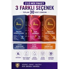Ada Marketing Mix Prezervatif Seti 30 Adet Tırtıklı Çilek Aromalı ve Uzun Deneyim 3x10 Paket