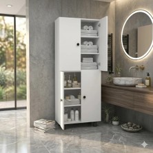 Zerka Concept Gris Mdf 6 Raflı Çok Amaçlı Mutfak Banyo Ayakkabılık Dolabı 50 cm