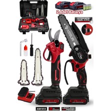 Assur 18V Çift Akülü Çelik Şanzıman Dal Budama Makası & Testeresi 2 Li Set