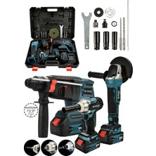 Assur 21V 2.0AH 3 Lü Set Şarjlı Matkap Hilti 2-26MM 450NM Torklu Vidalama Somun Sıkma Şarjlı Taşlama 125MM