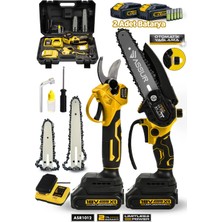Assur 18V Çift Akülü Çelik Şanzıman Dal Budama Makası & Testeresi 2 Li Set