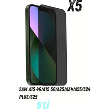 PSGT 5'li Sam A15 4G/A15 5G/A25/A34/A35/A55/S24 PLUS/S25 Hayalet Ekran Koruyucu Kırılmaz Cam Privacy Yandan Görünmez
