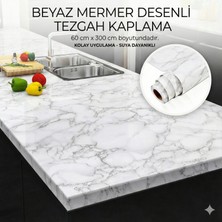 Zenvia Beyaz Mermer Desenli Yapışkanlı Tezgah Folyosu (3 Mt.x 60 Cm) ZNV-EVVN3263