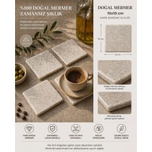 Blokon Premium Doğal Mermer Bardak Altlığı 10X10 cm – Şık & Dayanıklı Taş Coaster