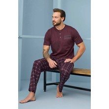 Aydoğan Erkek Kısa Kol Pamuklu Pijama Takımı 7945 Bordo