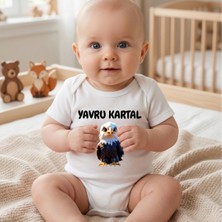 Egg Baby Yavru Kartal Baskılı Bebek Body Zıbın Taraftar Temalı Siyah Beyaz %100 Pamuklu