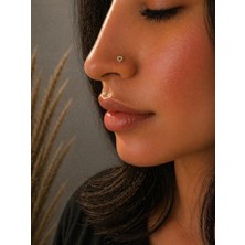 Sarezza Gold Altın Taşlı Kalp Figür Geçmeli Hızma Burun Piercing (14 Ayar)